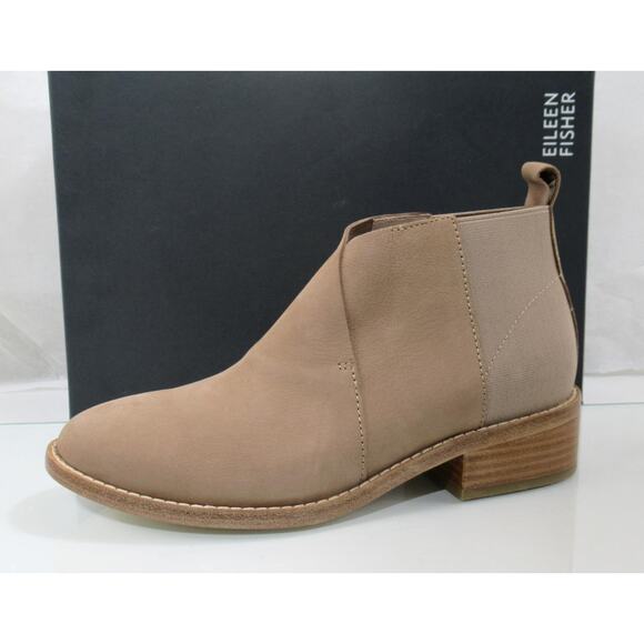 Eileen Fisher Rhlan Booties Ankle Boots Tumbled Nubuck Earth - Picture 2 of 7